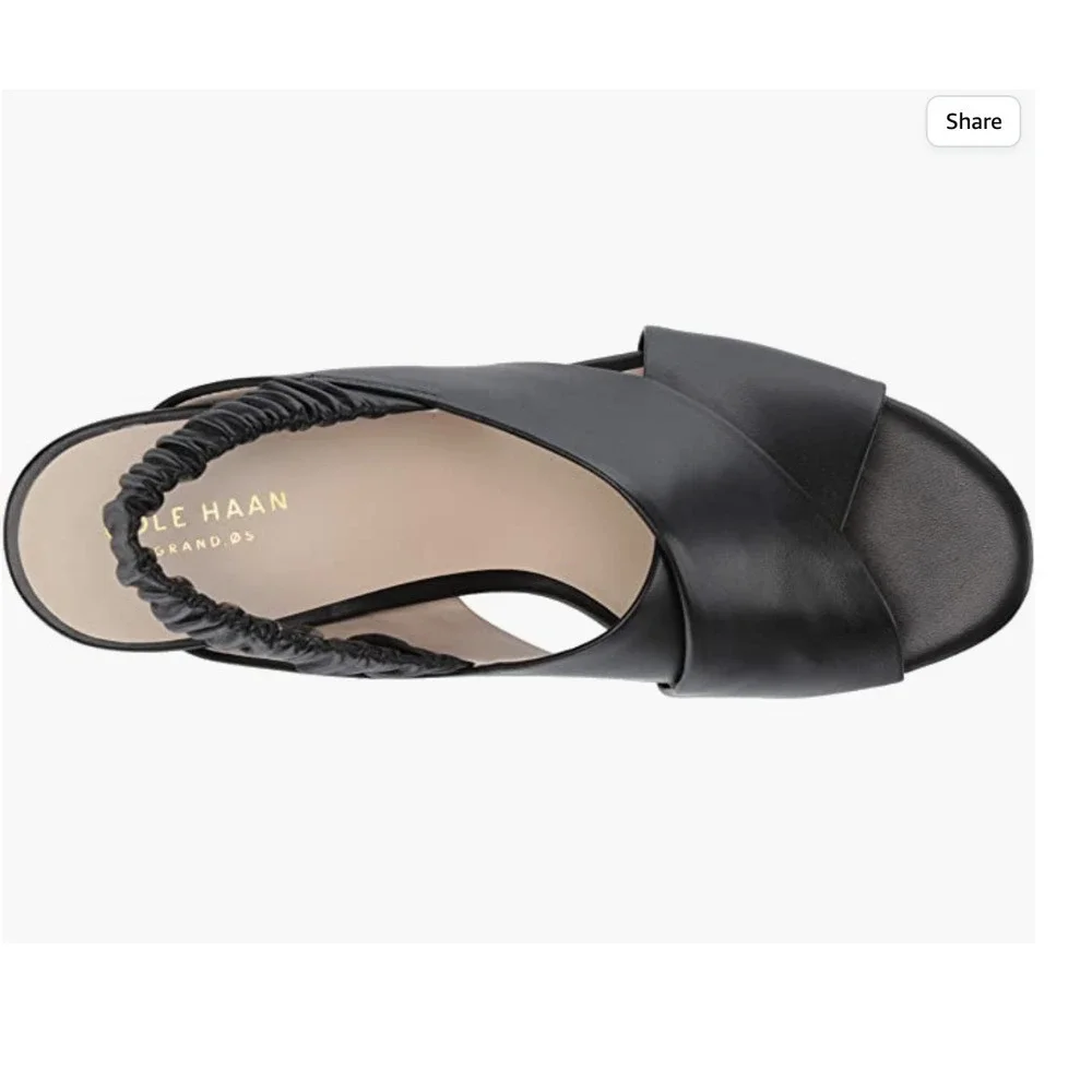Cole Haan Women's Anastasia City Sandal 8.5 Black Heel Leather Tan